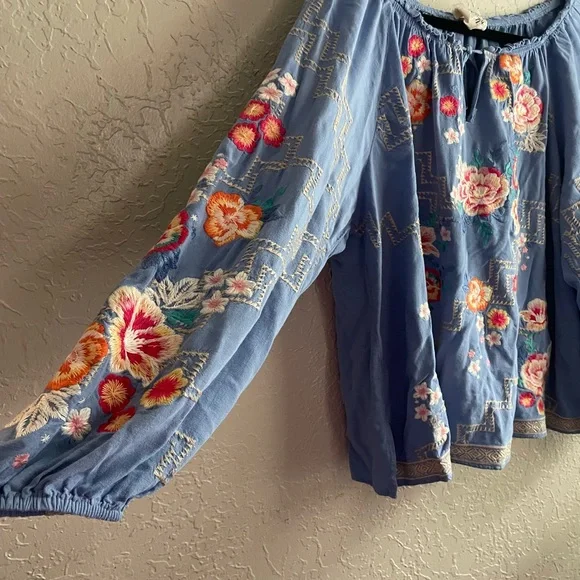 Savanna Jane Blue Embroidery Top - Picture 3 of 7
